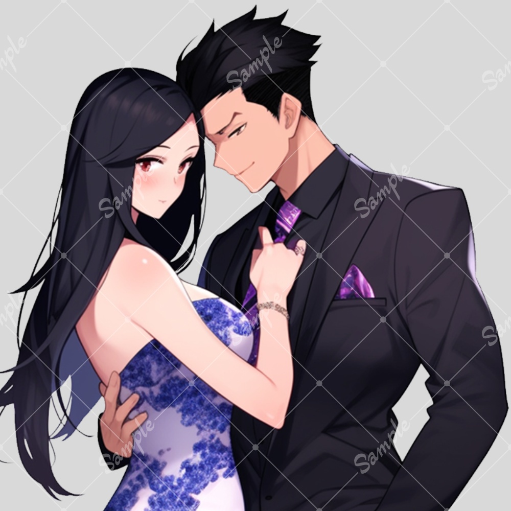 全身立ち絵素材191 男性と女性のセット カップル