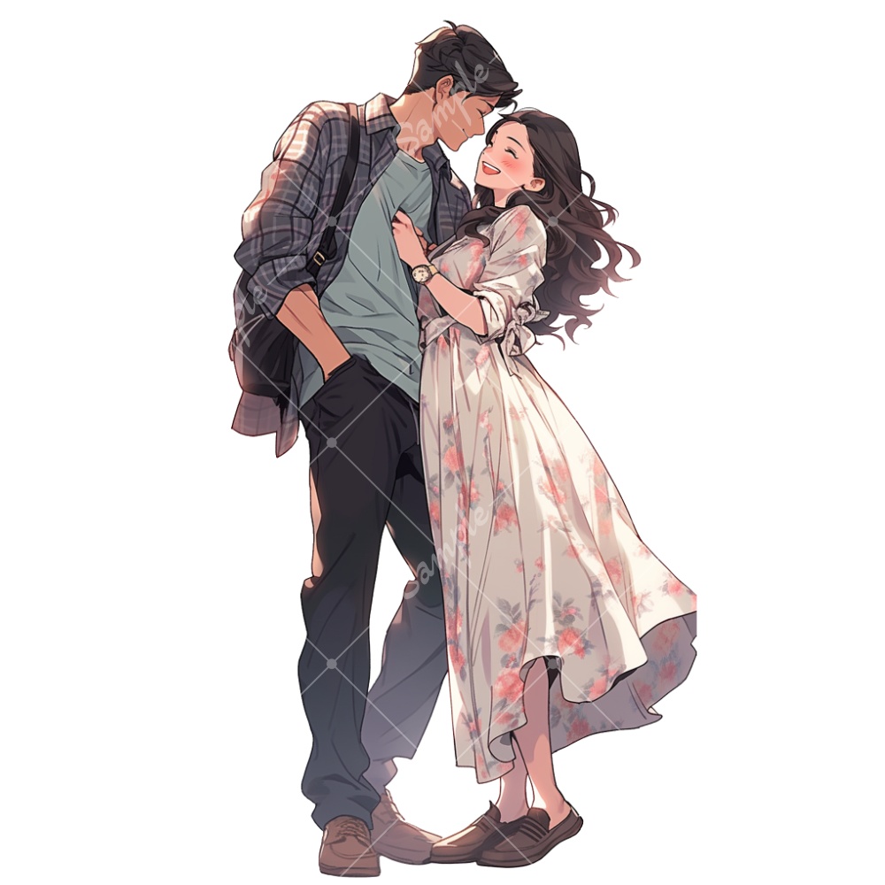 全身立ち絵素材192 男性と女性のセット カップル