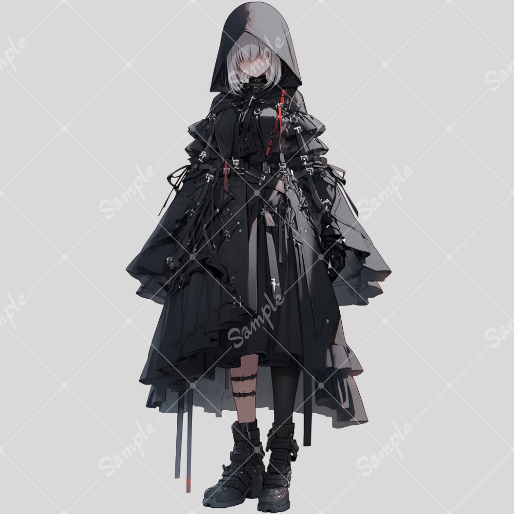 全身立ち絵素材202 目隠れ サイバーゴシック 女の子