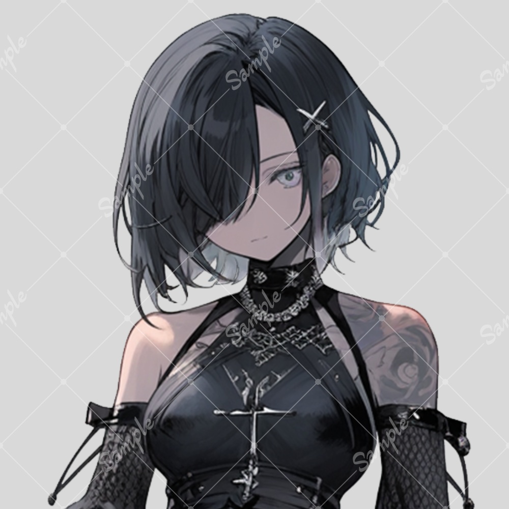 全身立ち絵素材205 目隠れ サイバーゴシック 女の子