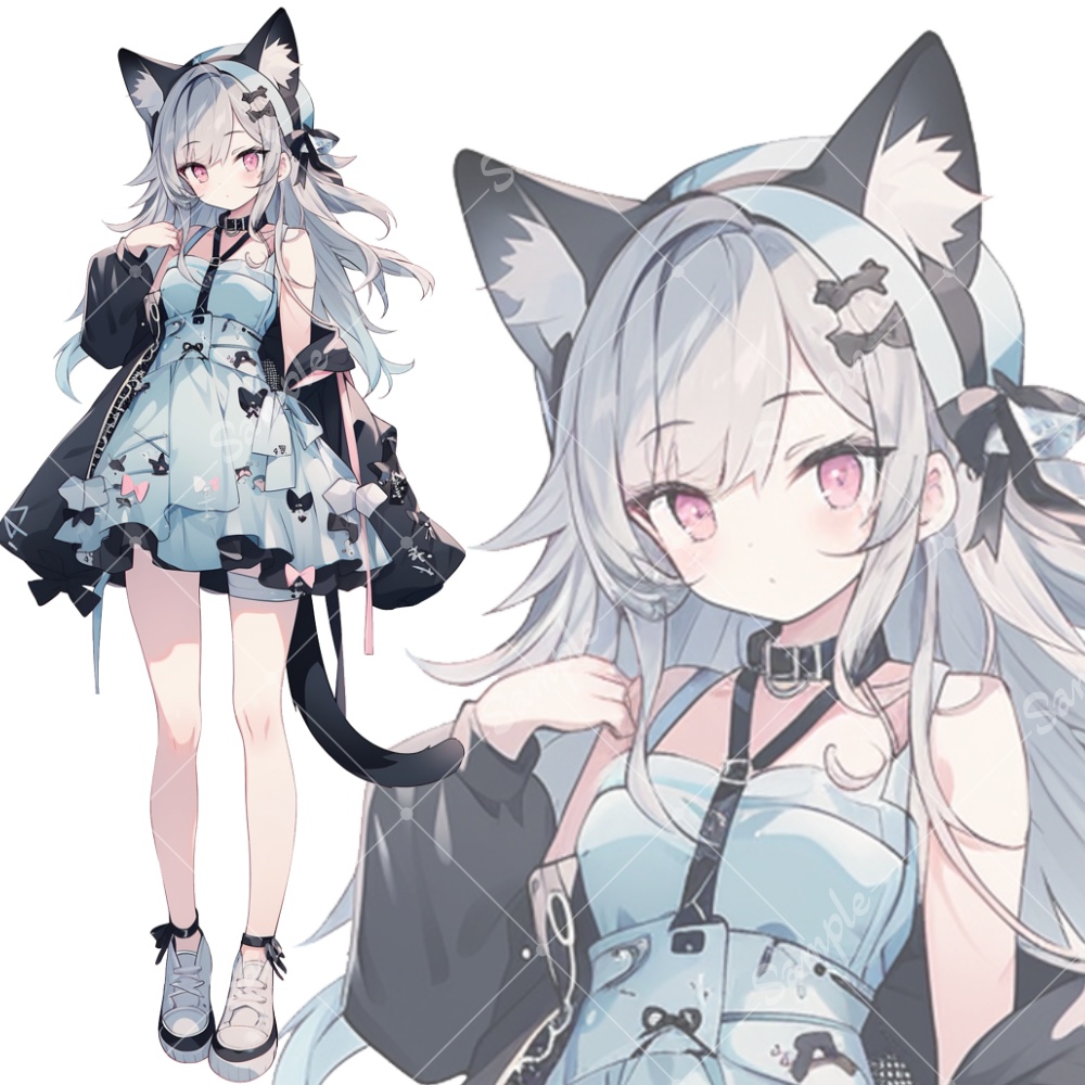 全身立ち絵素材212 猫耳 女の子