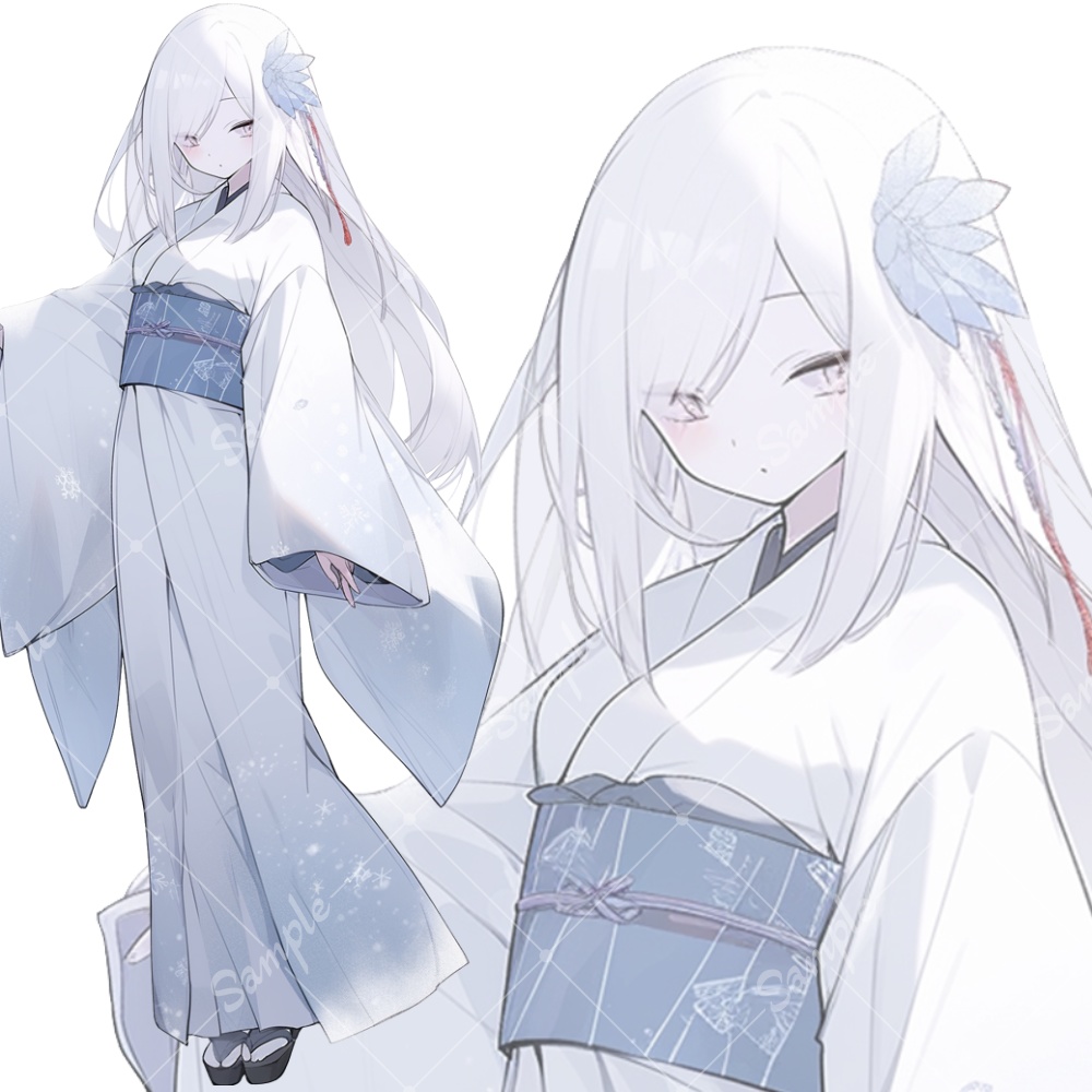 全身立ち絵素材223 雪女 女の子