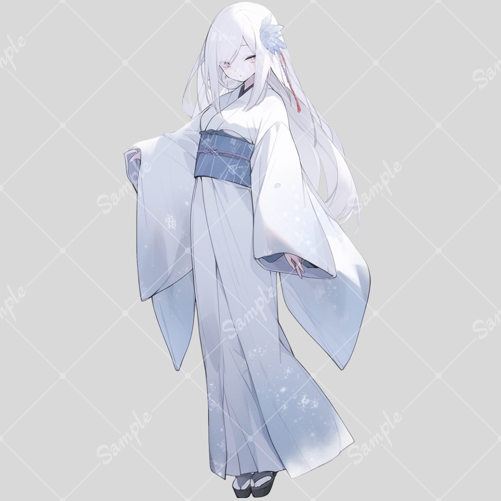 全身立ち絵素材223 雪女 女の子