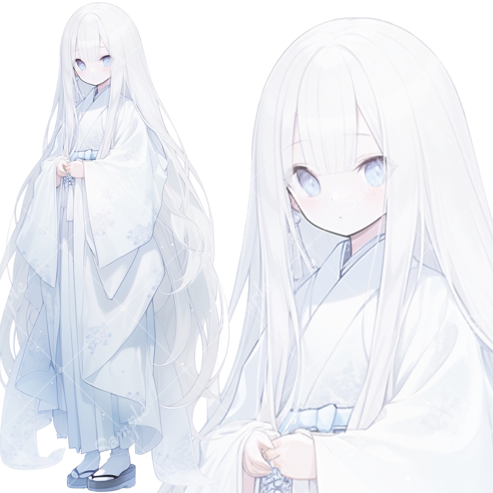 全身立ち絵素材224 雪女 女の子