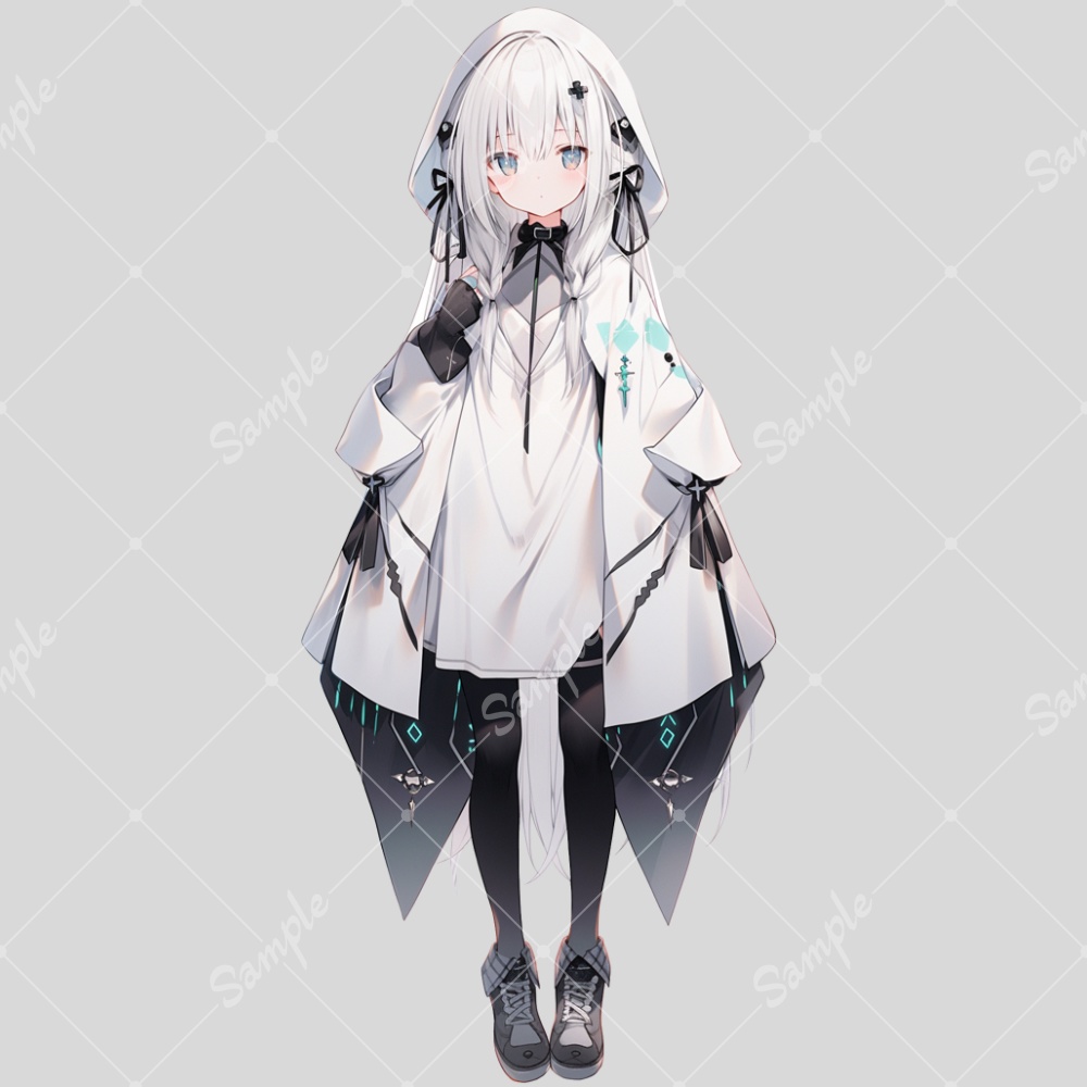 全身立ち絵素材226 サイバーゴシック 白 女の子