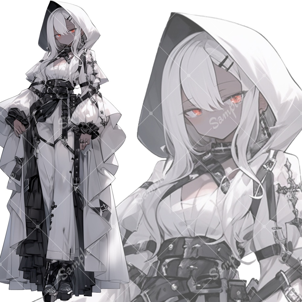 全身立ち絵素材231 サイバーゴシック 白 女の子