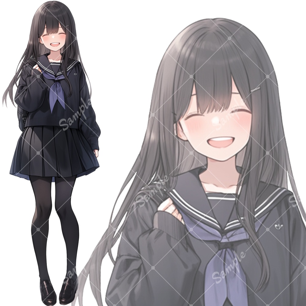 全身立ち絵素材233 女子高生 笑顔の女の子 - tachie - BOOTH, 画像サイズ:1000x1000
