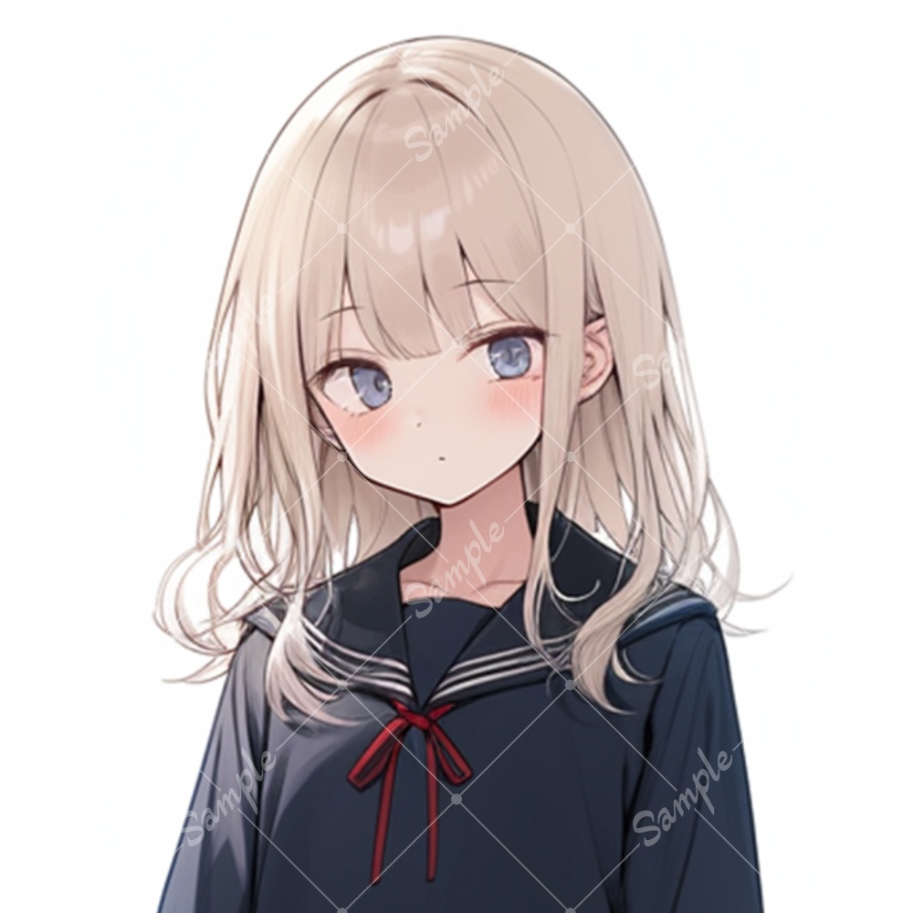 全身立ち絵素材234 金髪 女子高生 女の子 背景非透過