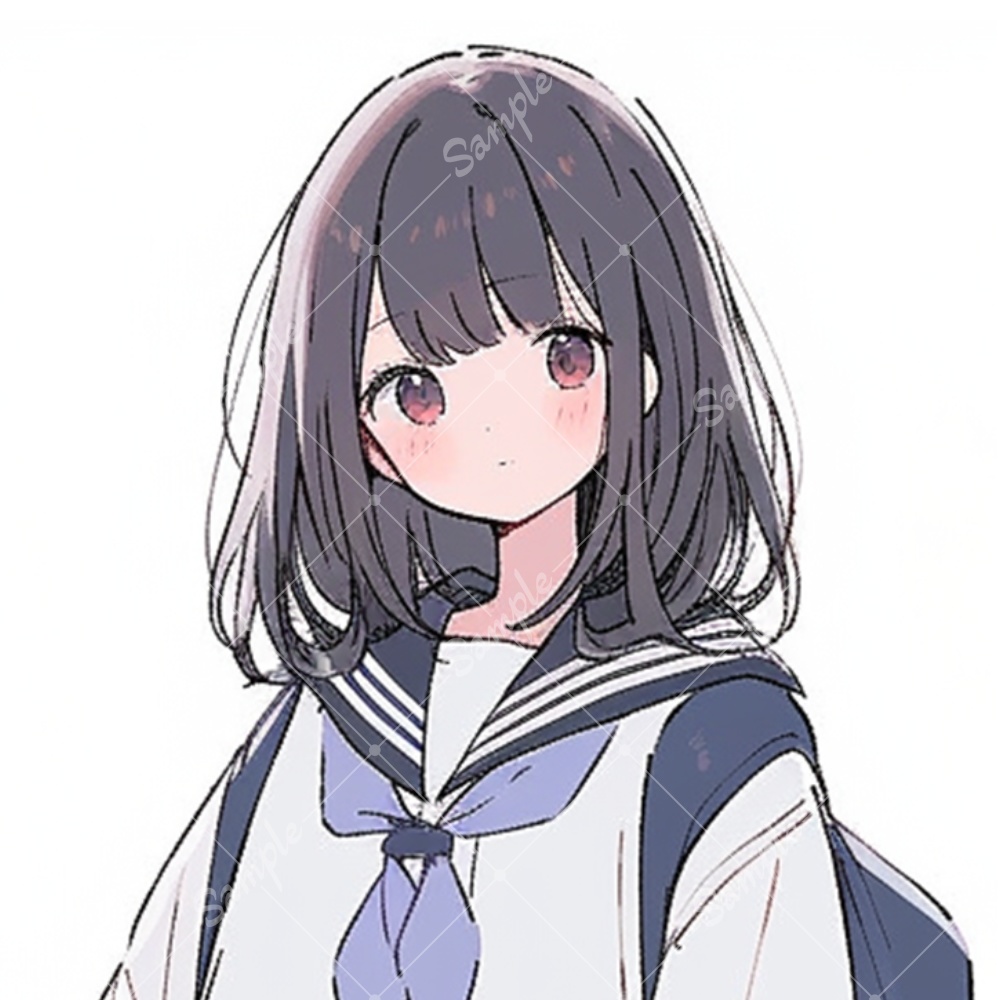 全身立ち絵素材235 素朴な女子高生 女の子 背景非透過