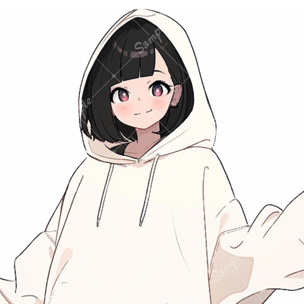 全身立ち絵素材238 パーカー女子 女の子 背景非透過