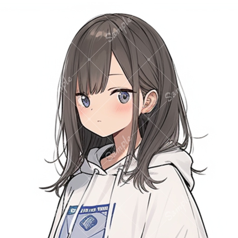 全身立ち絵素材239 パーカー女子 女の子 背景非透過