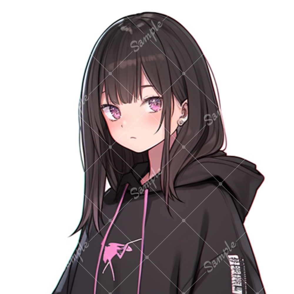 全身立ち絵素材240 パーカー女子 女の子 背景非透過