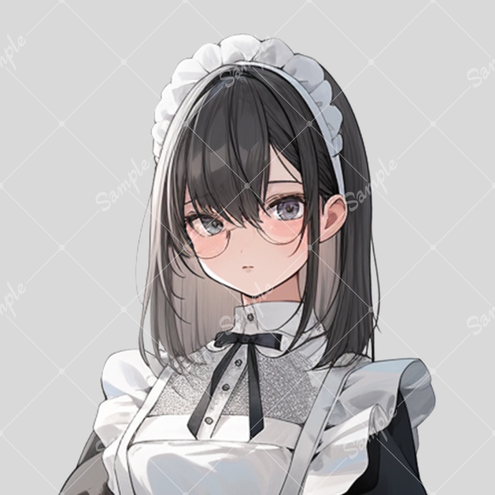 全身立ち絵素材242 クラシカルメイド メガネ 女の子