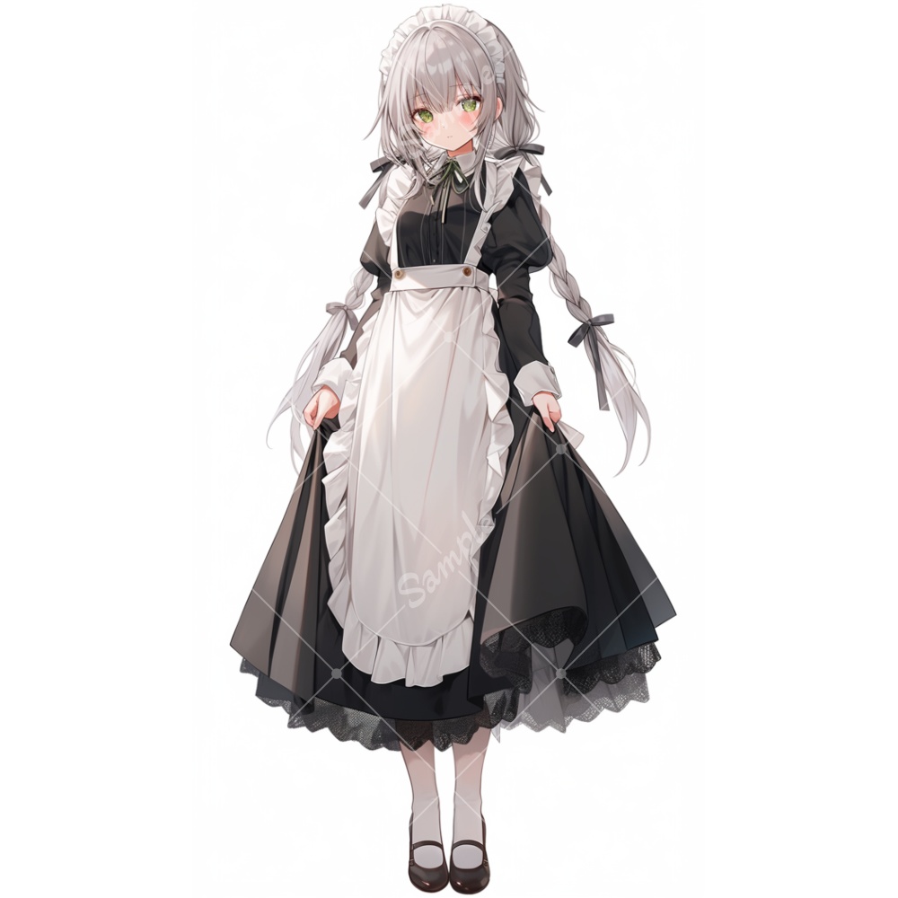 全身立ち絵素材241 クラシカルメイド 女の子 背景非透過