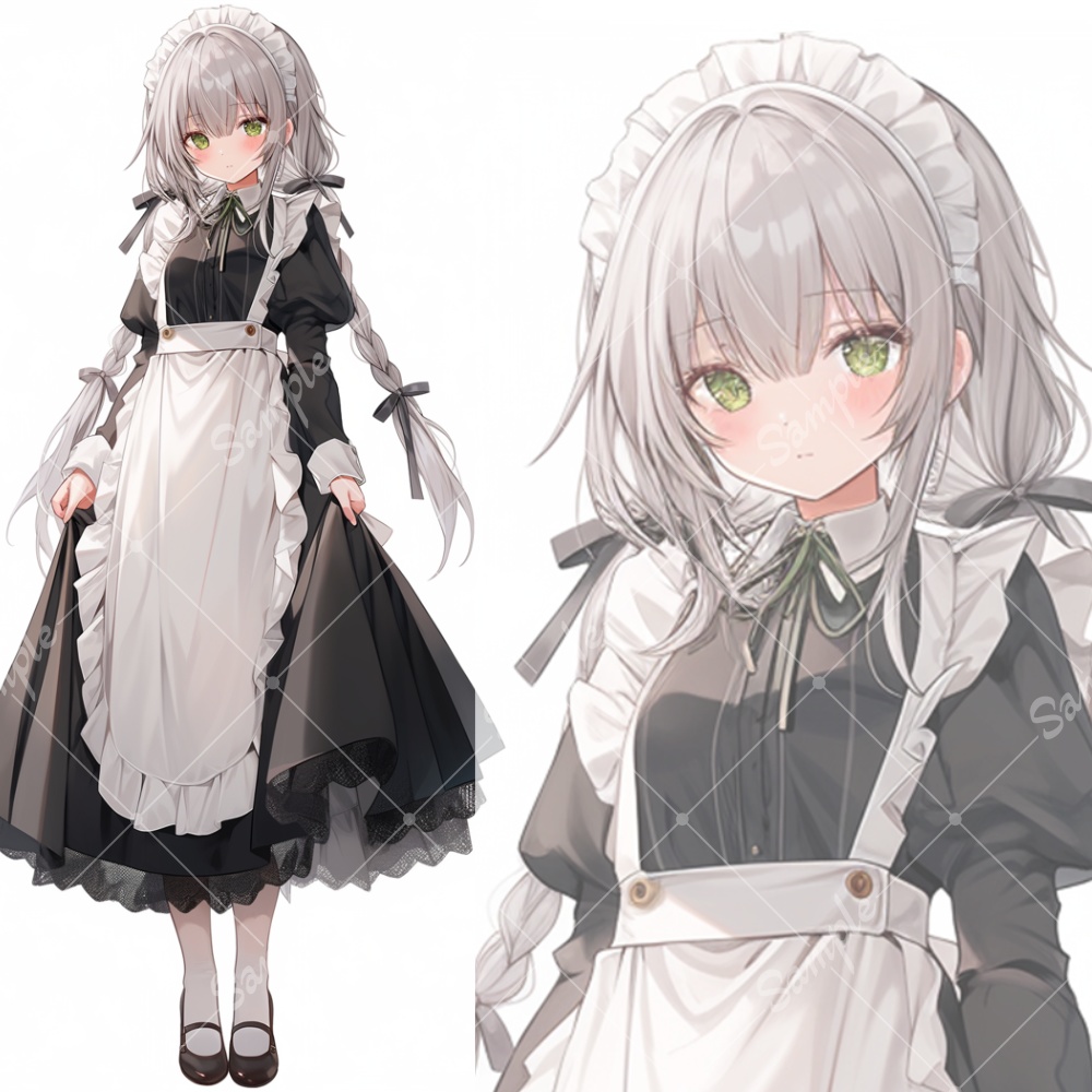 全身立ち絵素材241 クラシカルメイド 女の子 背景非透過