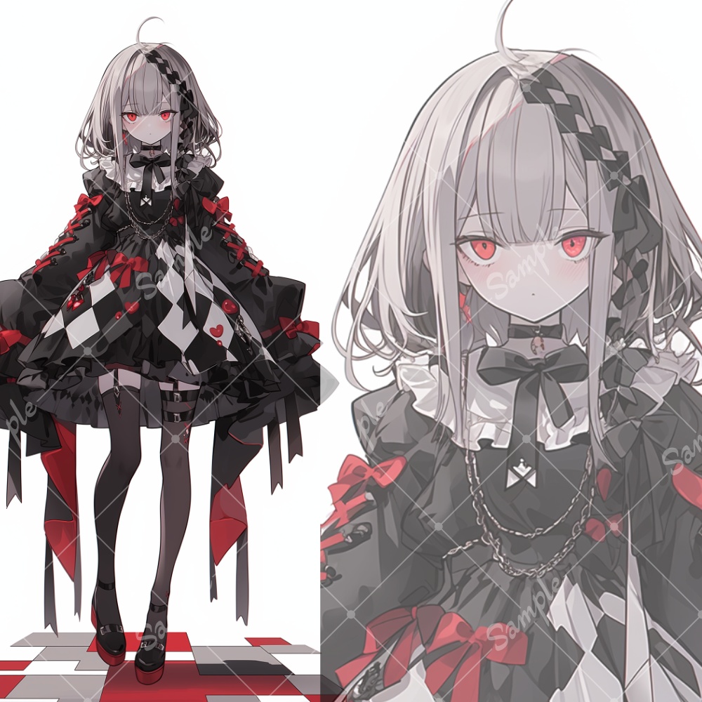 全身立ち絵素材243 ゴシックドレス 女の子 背景非透過