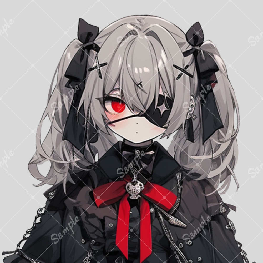 全身立ち絵素材244 ゴシックドレス 眼帯 女の子