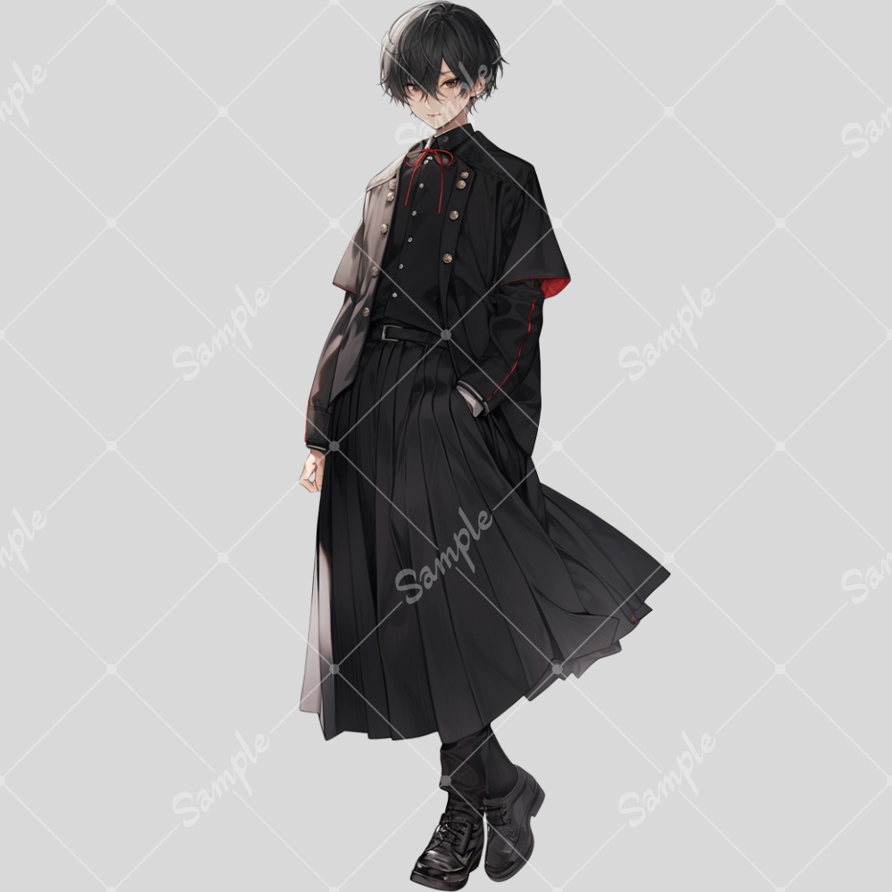 全身立ち絵素材250 中性的な制服の男の子 男子高生 制服