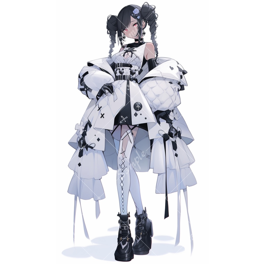 全身立ち絵素材252 サイバーゴシック 白 女の子 背景非透過