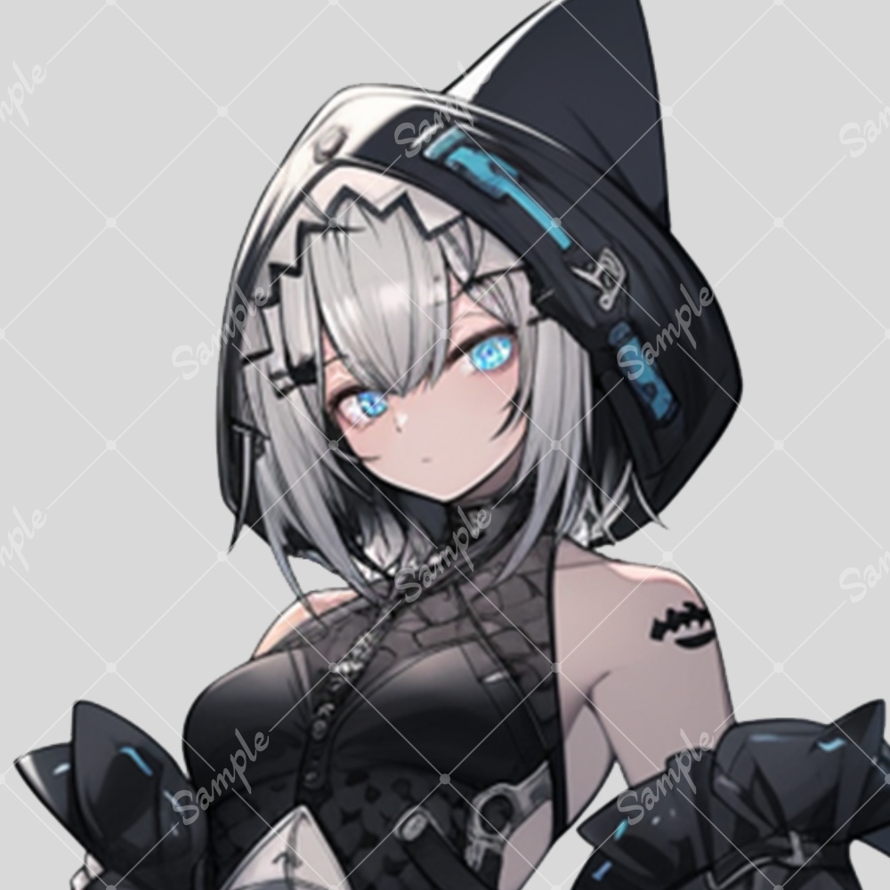 全身立ち絵素材254 サメ 女の子 サイバーゴシック 黒