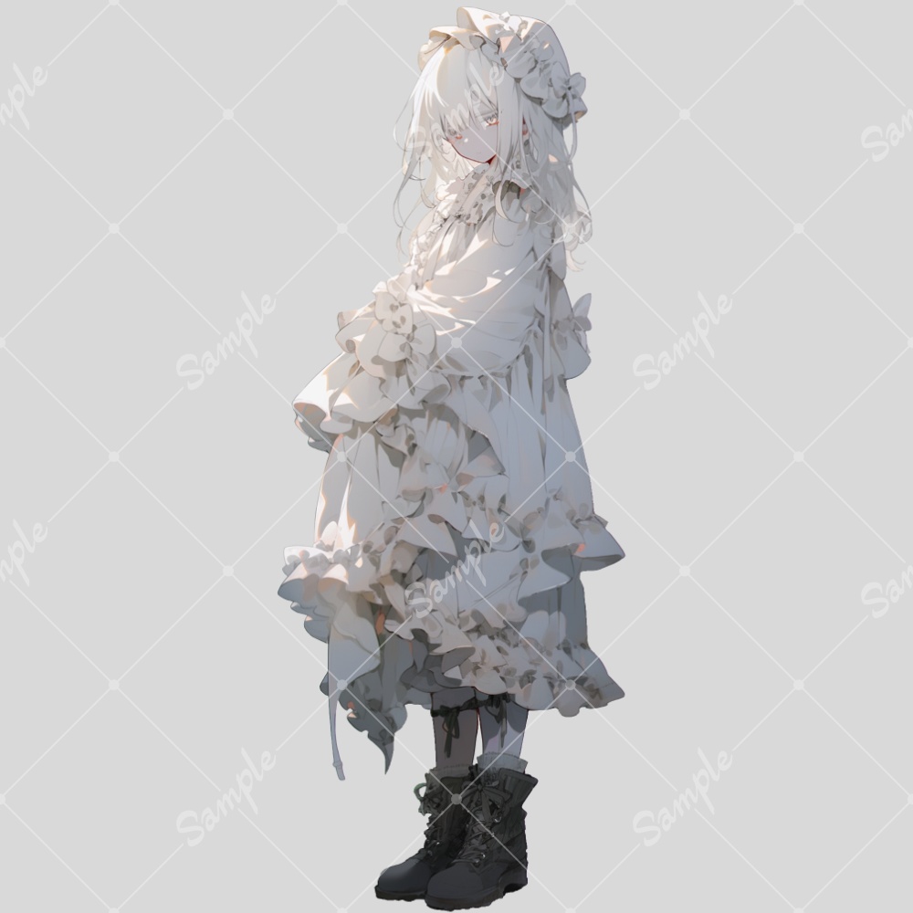 全身立ち絵素材257 純白 儚げな女の子