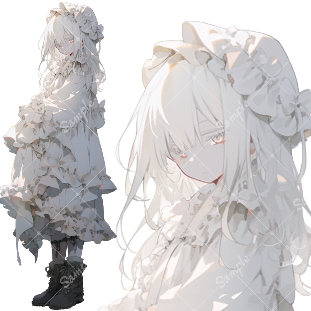 全身立ち絵素材257 純白 儚げな女の子