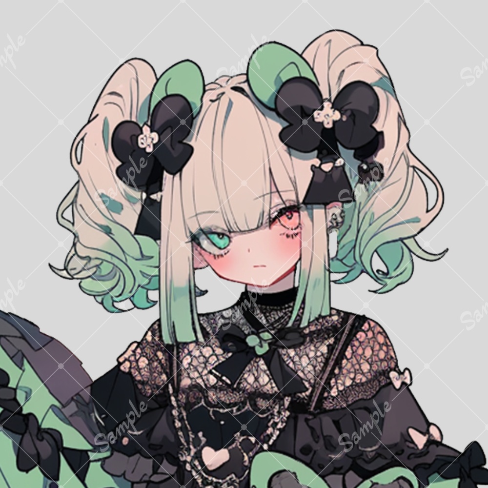 全身立ち絵素材259 チョコミントカラー サイバーゴシック 女の子