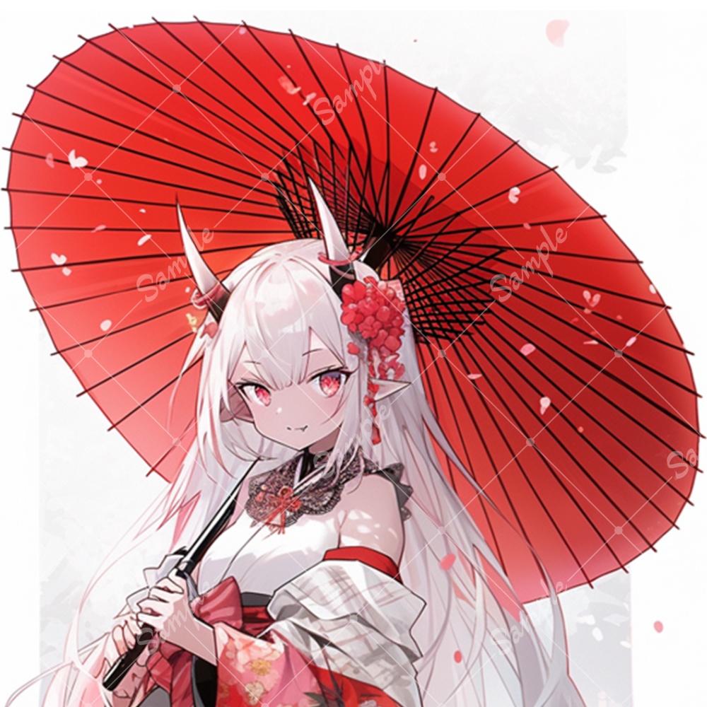 全身立ち絵素材262 和服×和傘 女の子 背景非透過