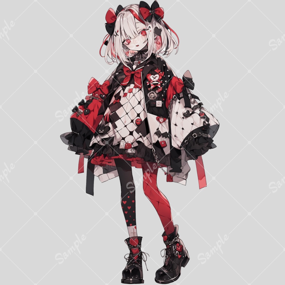 全身立ち絵素材263 赤×黒 ゴシック 女の子