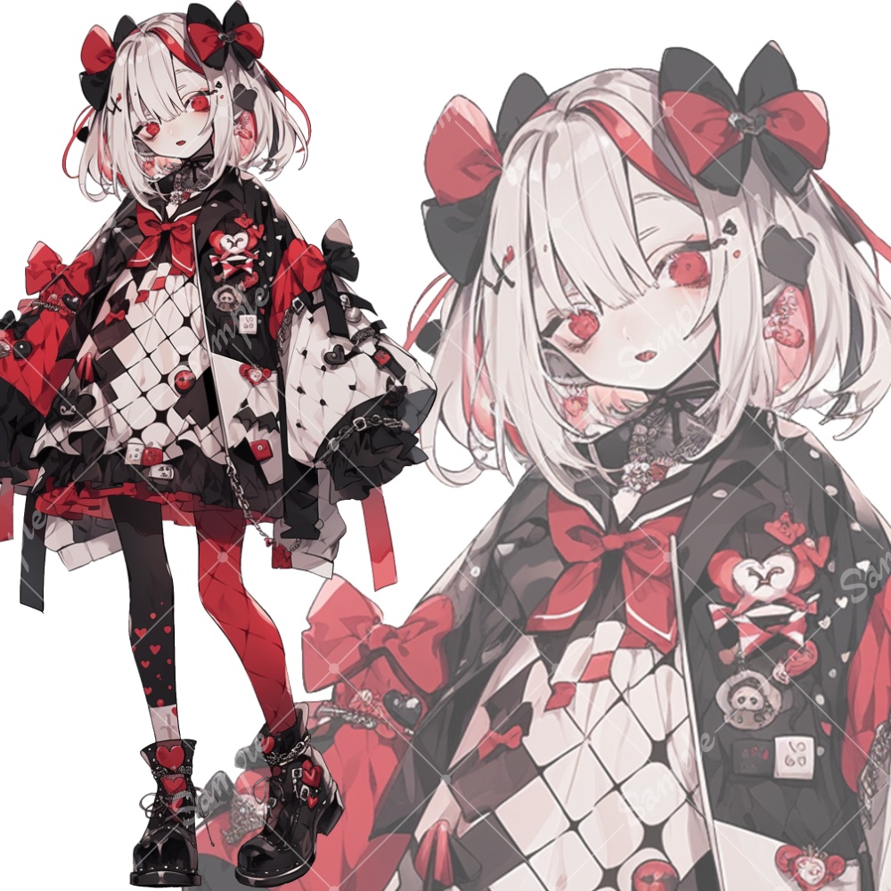 全身立ち絵素材263 赤×黒 ゴシック 女の子