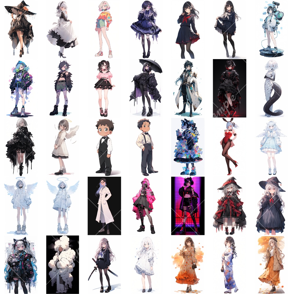 【無料あり】全身立ち絵素材 わけあり 詰め合わせ100枚セット