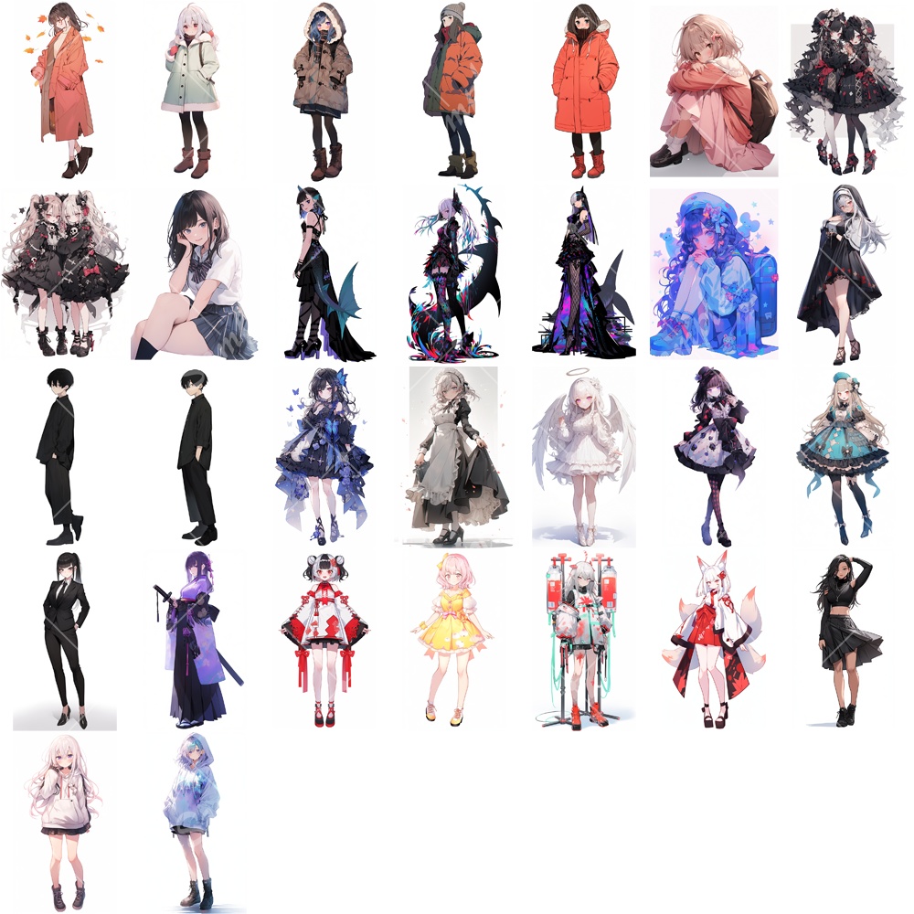 【無料あり】全身立ち絵素材 わけあり 詰め合わせ100枚セット