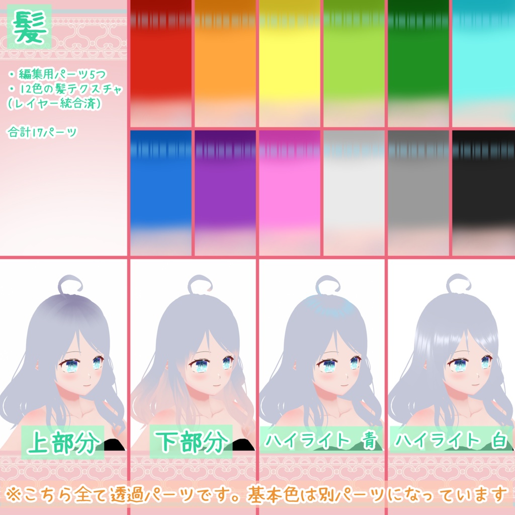 【改変・商用可】Vroidモデル&顔・髪・体テクスチャセット