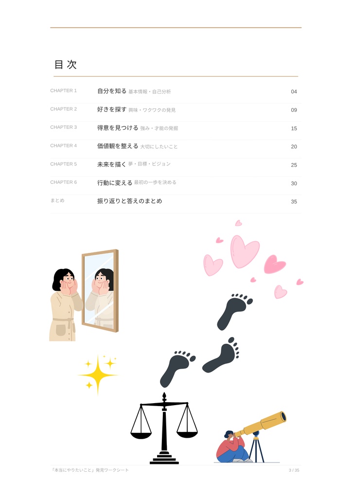 本当にやりたいこと発見ワークシート|35の質問で“好き・得意・未来”が見つかる自己分析ノート