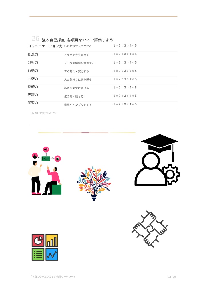 本当にやりたいこと発見ワークシート|35の質問で“好き・得意・未来”が見つかる自己分析ノート