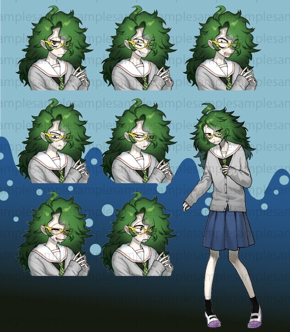 【表情7種】陰キャJKの立ち絵素材セット