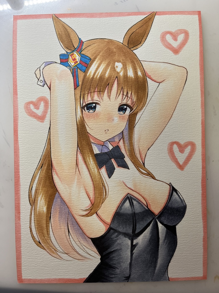 手描きイラスト　ウマ娘　グラスワンダー　バニーガール