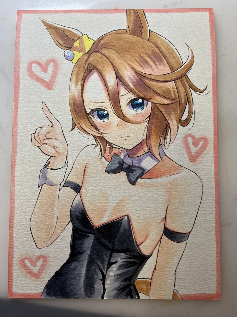 手描きイラスト　ウマ娘　ナリタタイシン　バニーガール