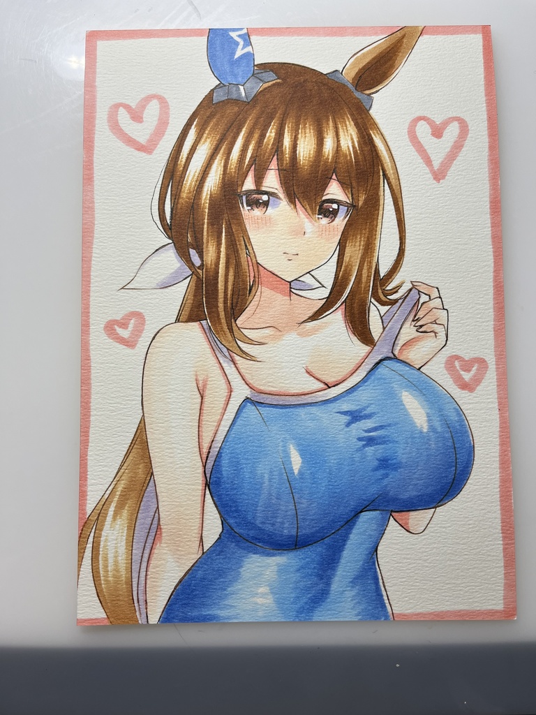 手描きイラスト　ウマ娘　アドマイヤベガ　スクール水着
