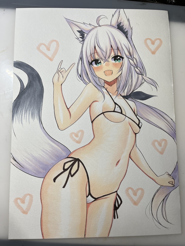 手描きイラスト ホロライブ  白上フブキ A4サイズ