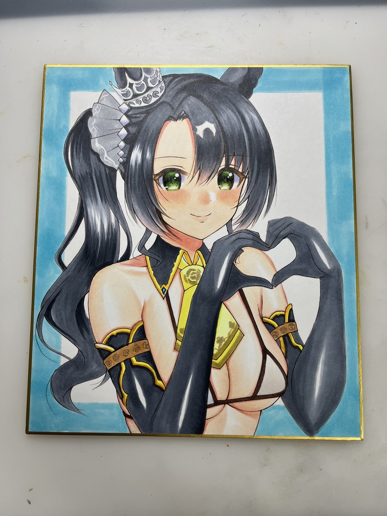 手描きイラスト ウマ娘 サトノクラウン 中色紙