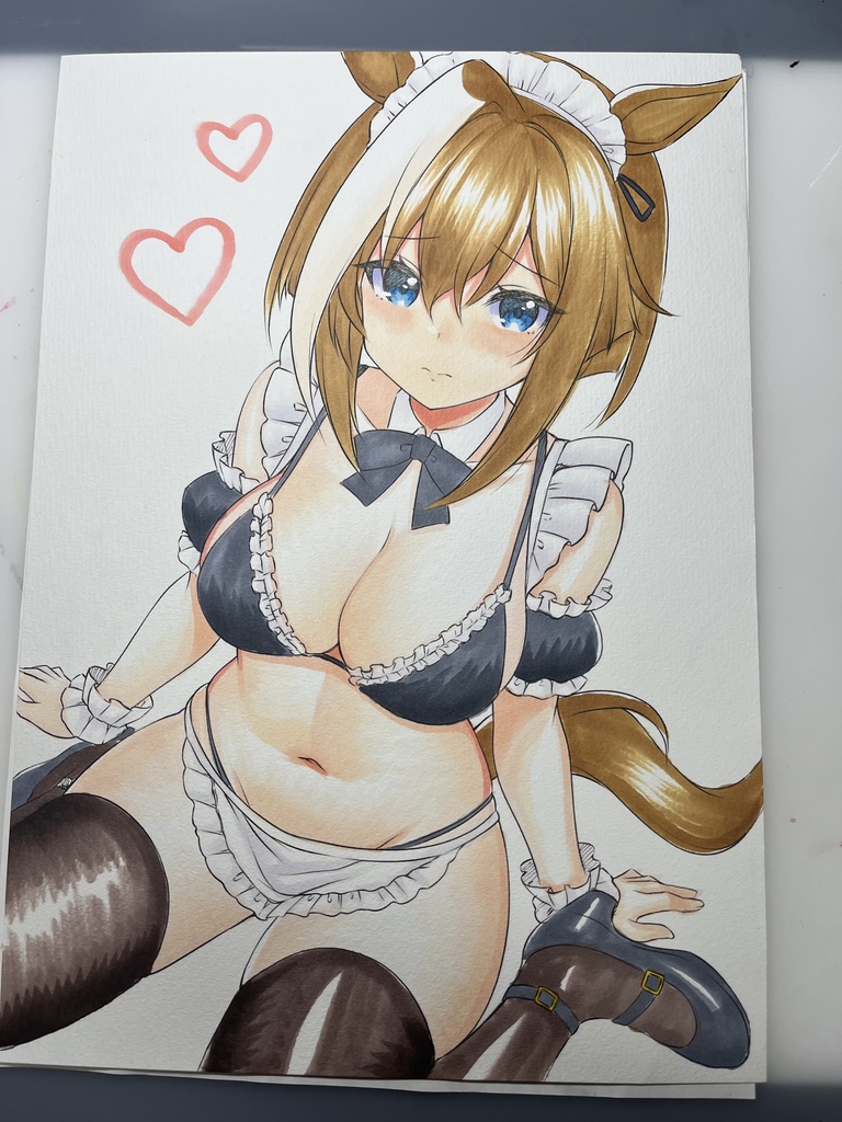 A4 手描きイラスト ウマ娘 シュヴァルグラン メイドビキニ