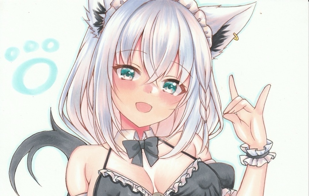 手描きイラスト　ケント紙　白上フブキ