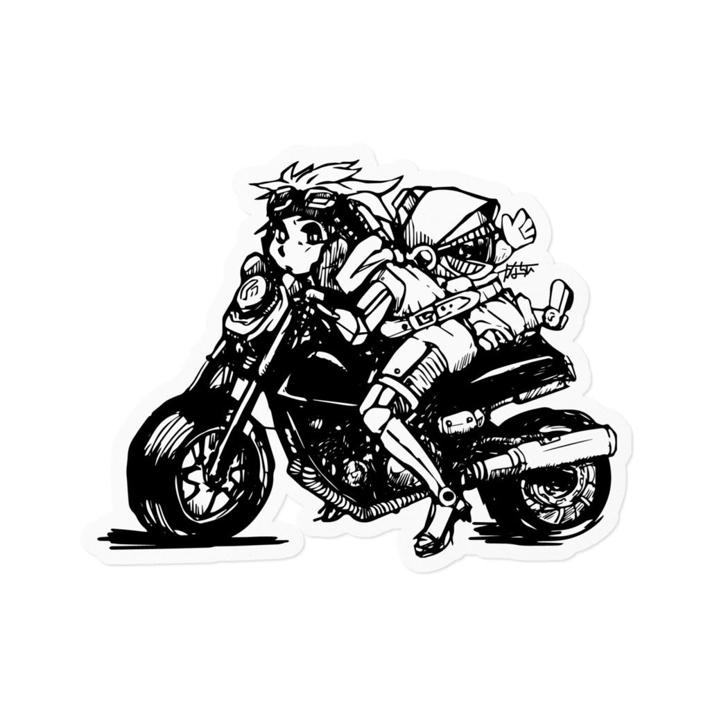 バイクに乗る2人