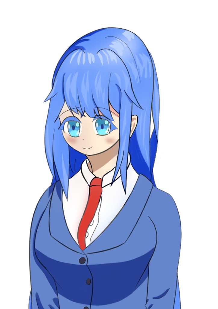 青色の女子高校生