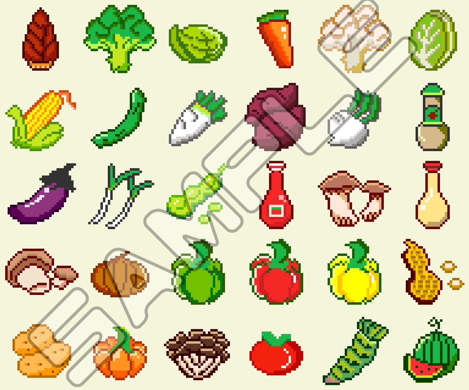 【無料ドット素材】野菜アイコン