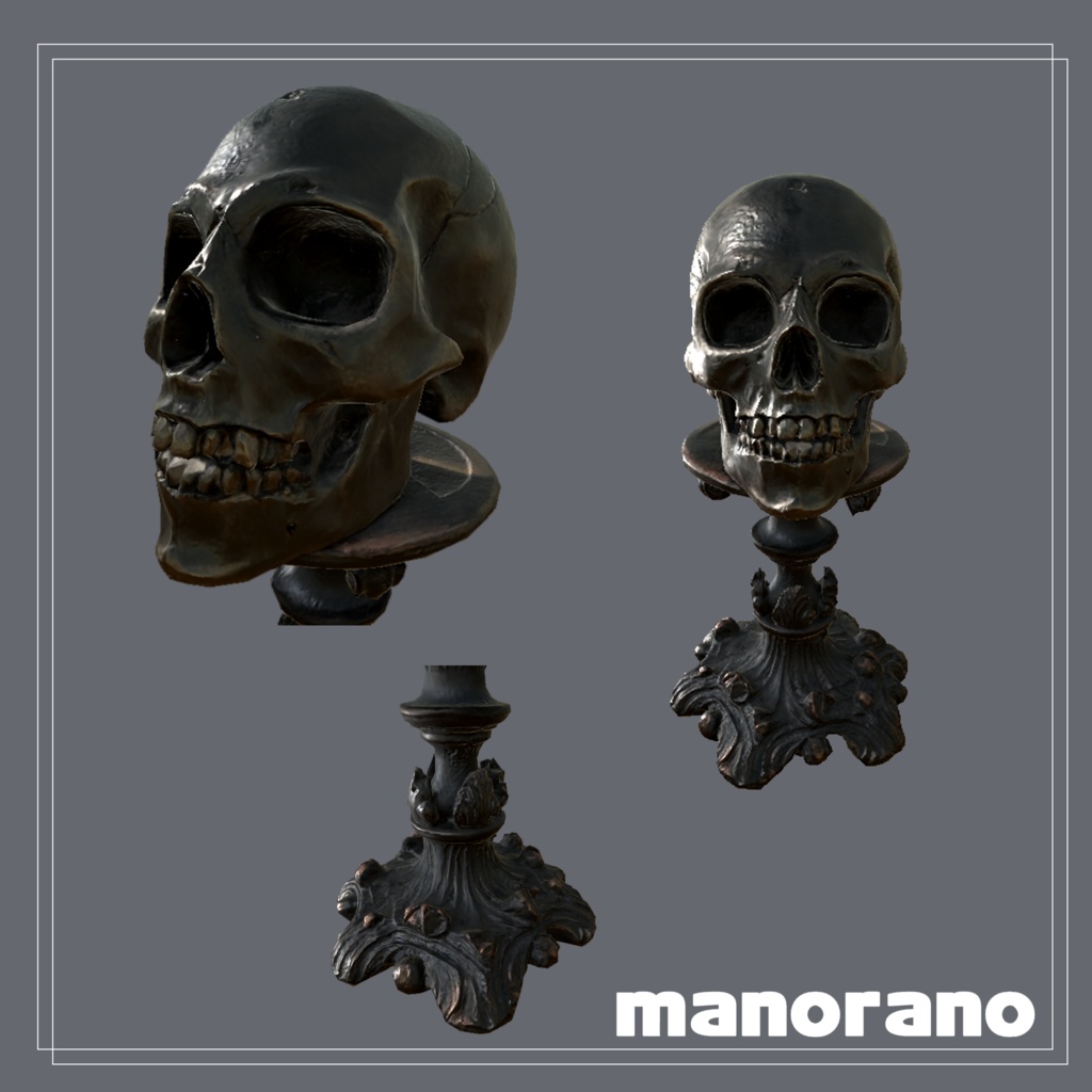 ドクロのキャンドルスタンド-Skull candlestick【VRChat】