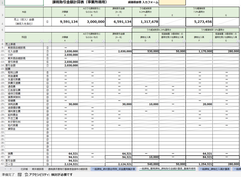 個人事業主向け消費税対応Excelシステム ― Callisto ―™v.1.00