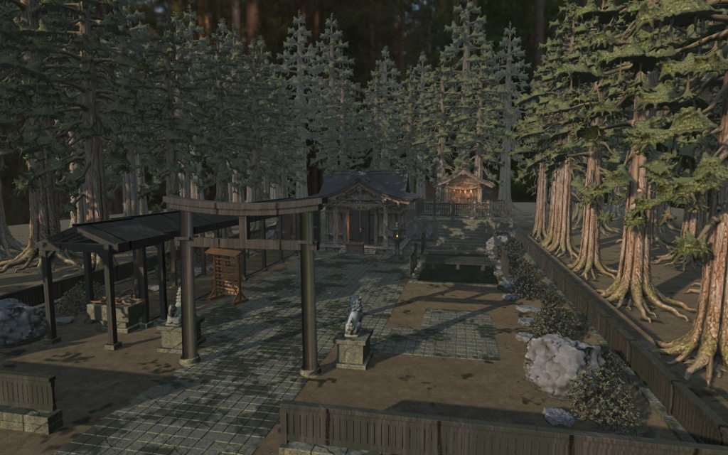 夢の神社|祭りのあと 境内3D素材一式【Unity / FBX / GLB / Blender】