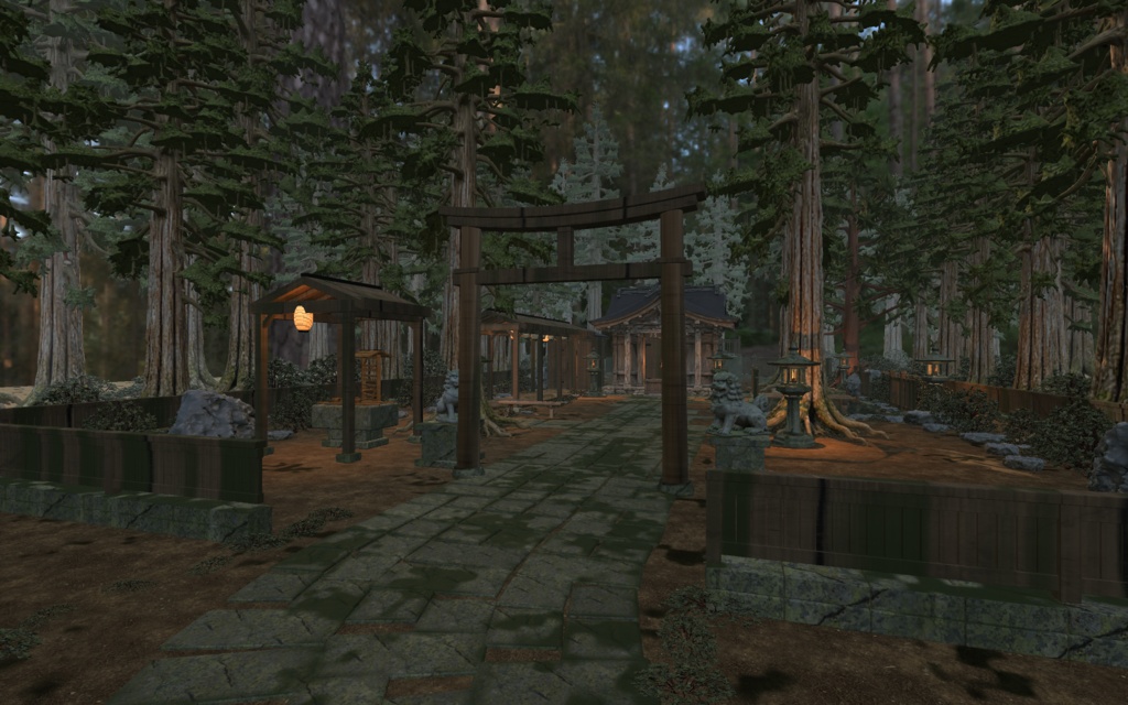 夢の神社|祭りのあと 境内3D素材一式【Unity / FBX / GLB / Blender】